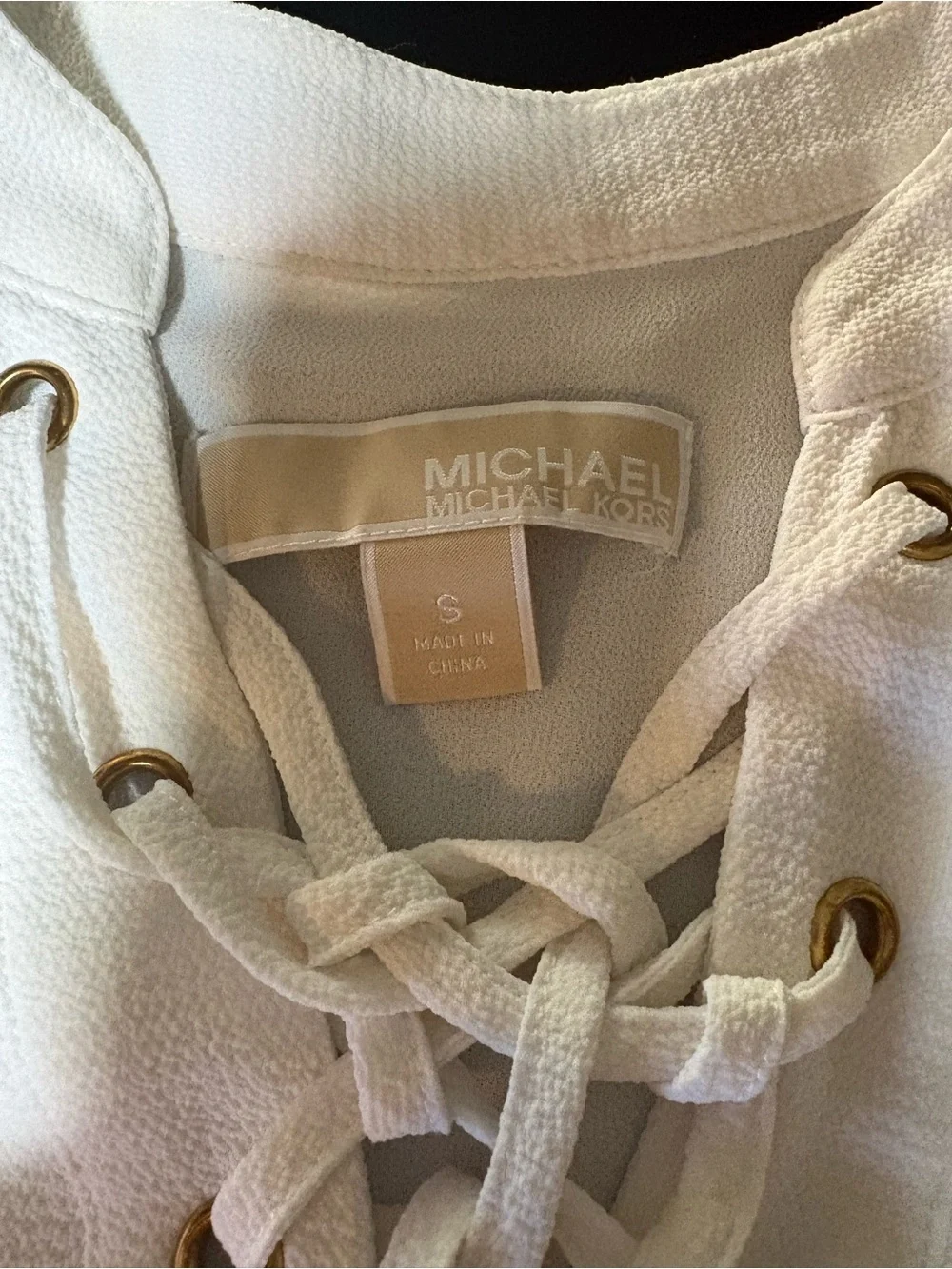 Michael Kors Ivory Lace-Up Sleeveless Tunic Top